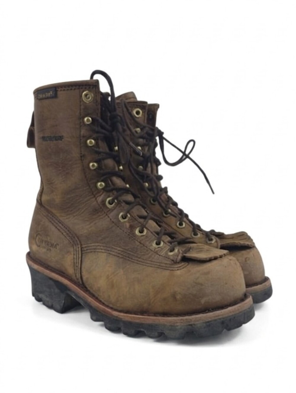 Chippewa Paladin Logger Waterproof Brown Leather Men's Work Boots Size 8